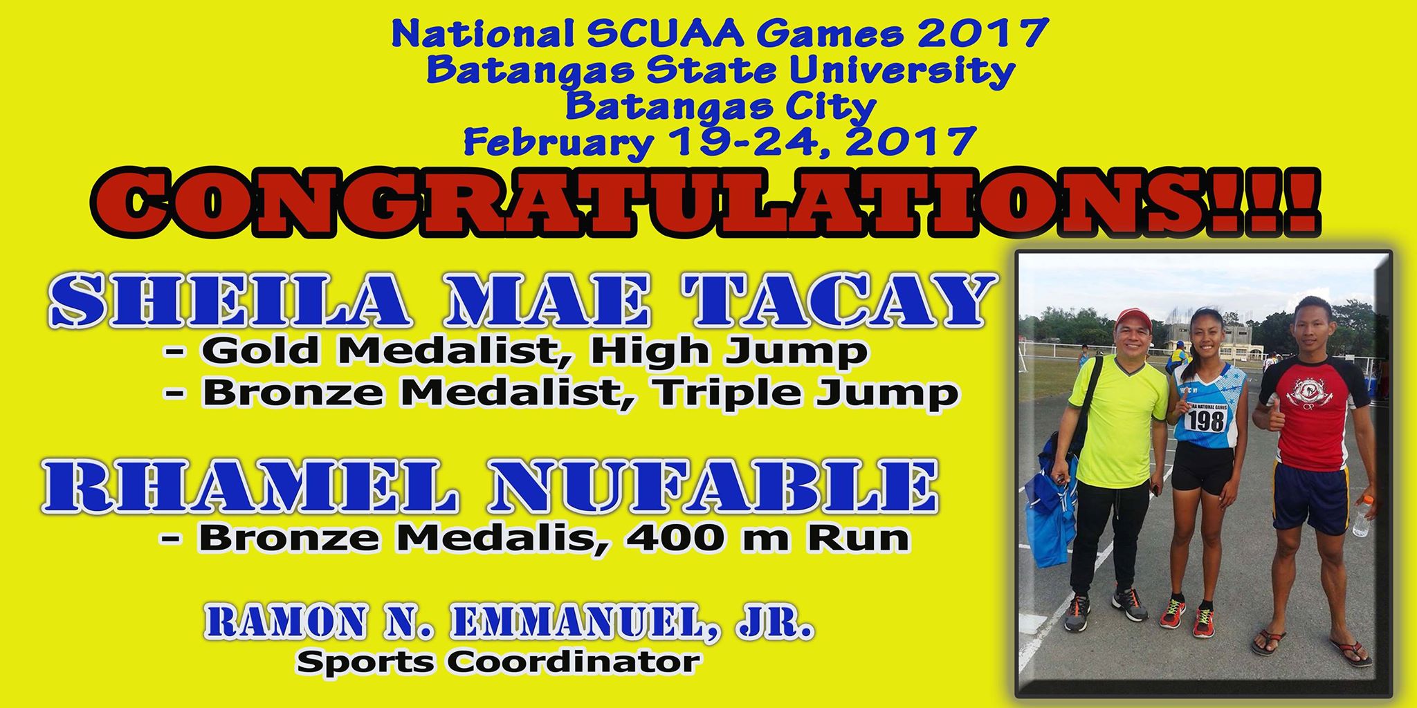 National SCUAA Games 2017 Medalist