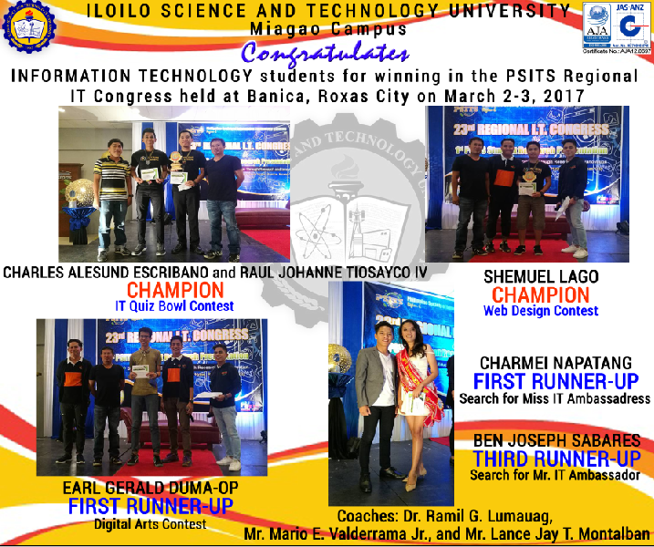 Information Technology Students bag awards during the PSITS IT Regional Contest